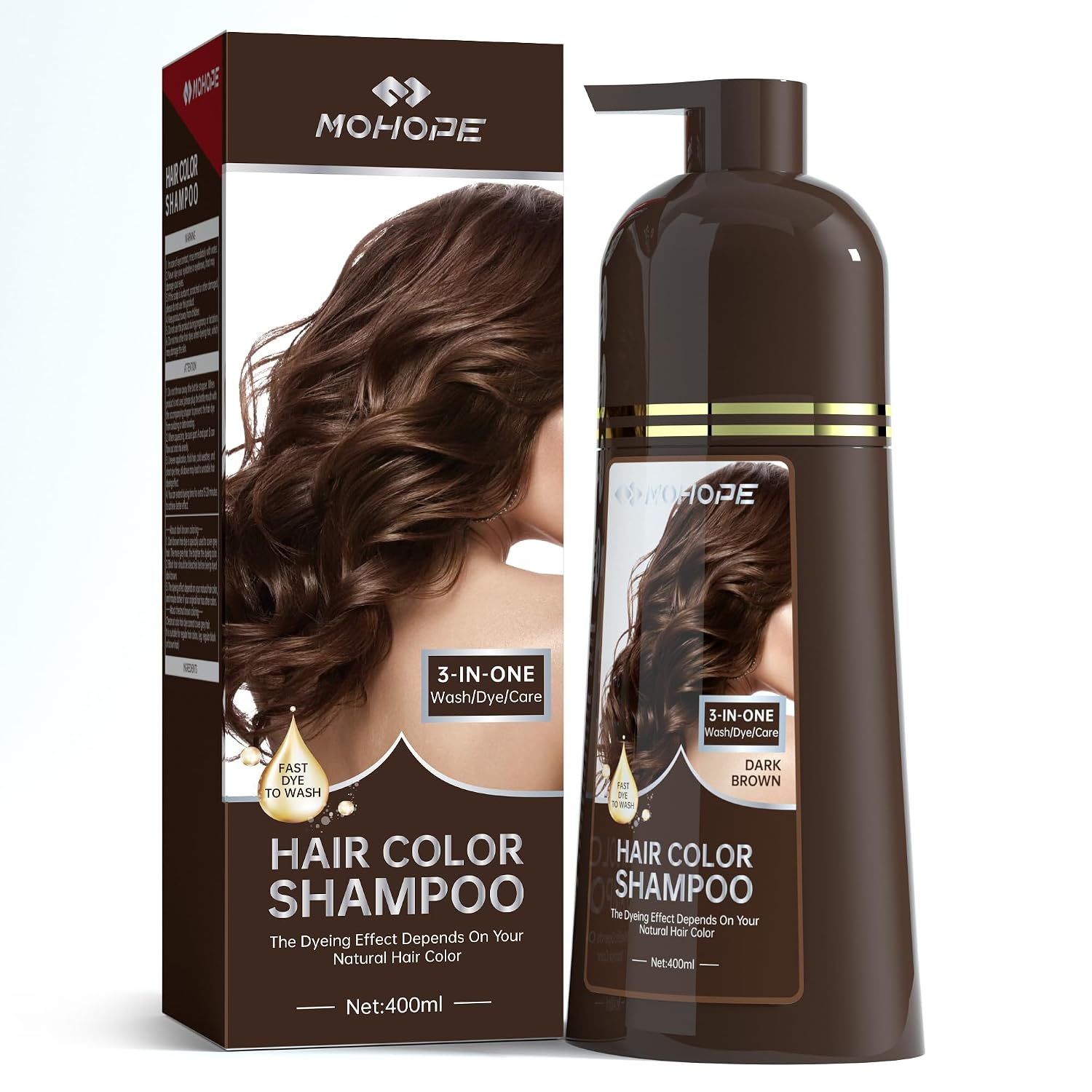 MOHOPE Dark Brown Hair Color Shampoo - Gray Coverage