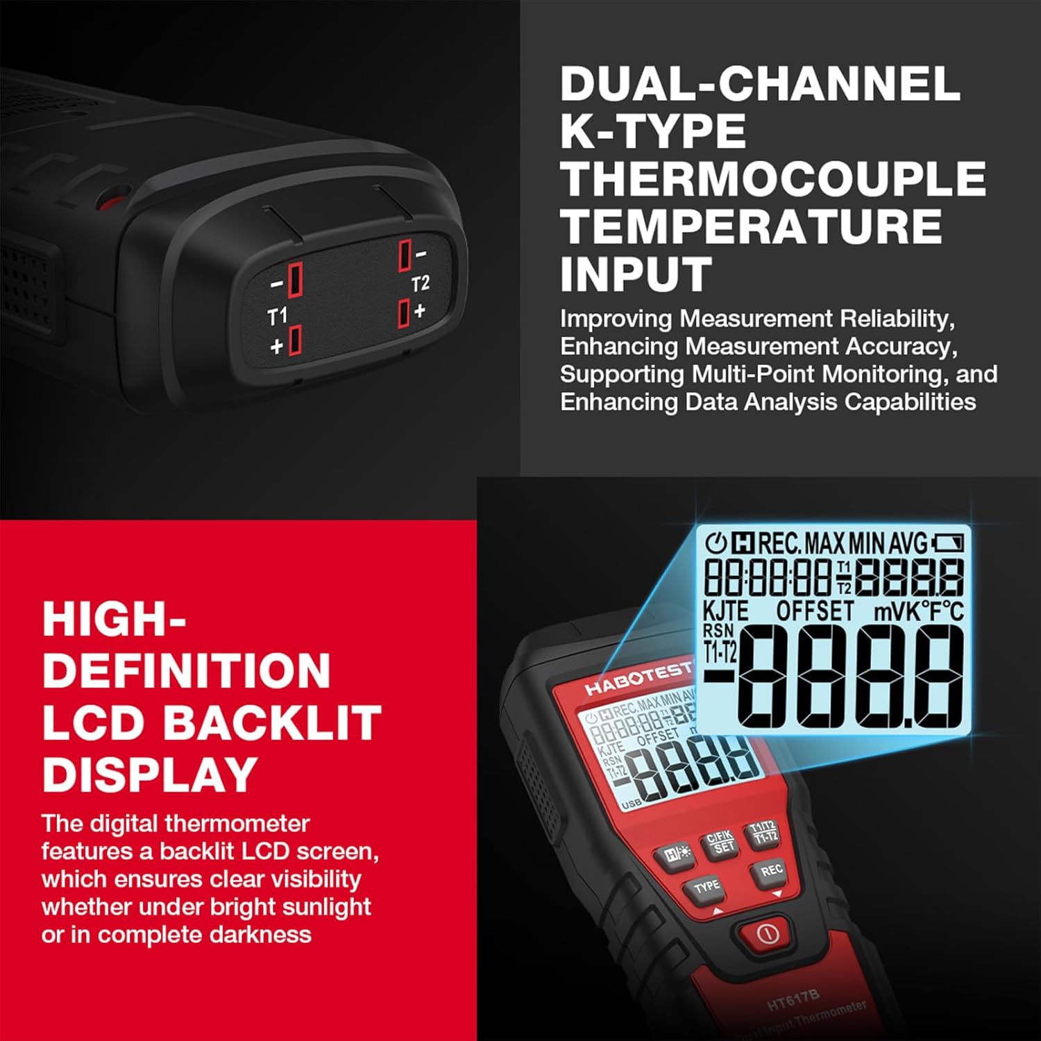 HT617B Dual-Channel K-Type Thermocouple Input