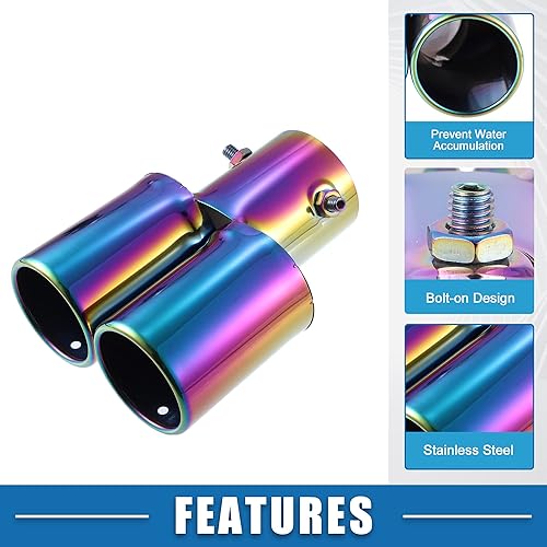 Miniatura 3 de Tubo de escape doble para automóvil, doble salida, diámetro aplicable, 2.4 pulgadas, tubo de escape universal, punta de silenciador, tubo de escape