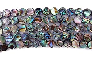 Natural Abalone Shell Flat Coin Beads Strand for Jewelry Making