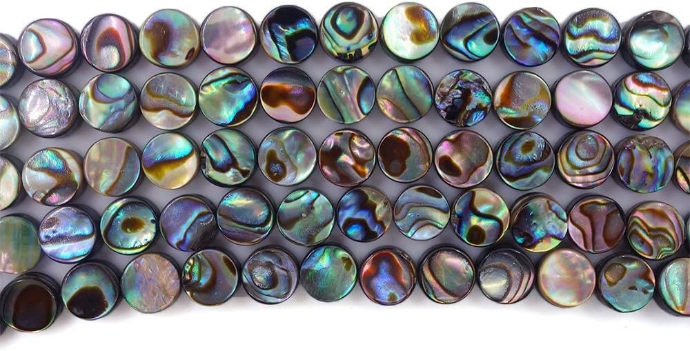 16mm Natural Abalone Shell Flat Coin Beads Strand 16 Inch Jewelry Making Beads