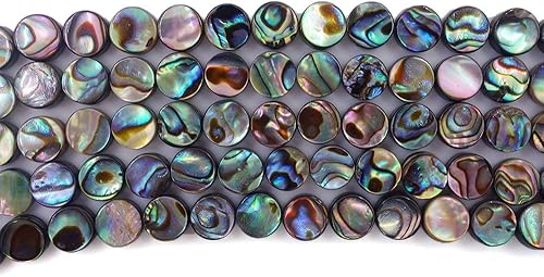 Cuentas planas de abulón natural de 0.236in para hacer joyas de 16.0in
