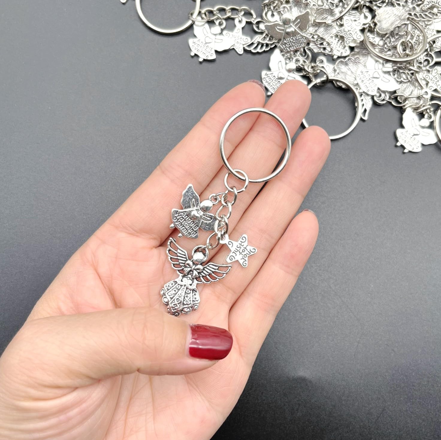 YunBey Lot 20 Porte-clés Ange Gardien Perlé – Cadeaux Invités Baptême, Communion, Mariage, Anniversaire – Pendentif Ange Chance
