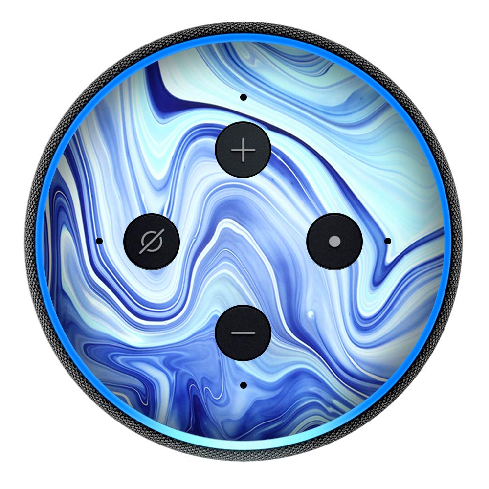 Blue Marble Rocks Glass - Vinyl Decal Skin Compatible with Amazon Echo Dot 3rd Generation Alexa - Decorations for Your Smart Home Speakers, Great Accessories Gift for mom, dad, Birthday, Kids