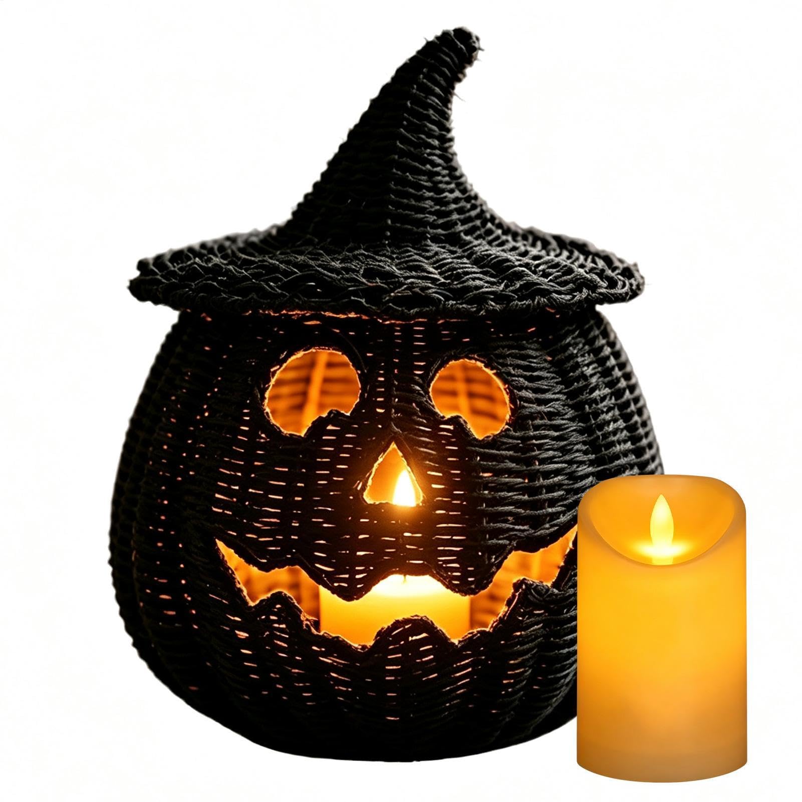 Geflochtener Halloween-Kürbis LED-Kerze Halloween-Aufbewahrungsbox
