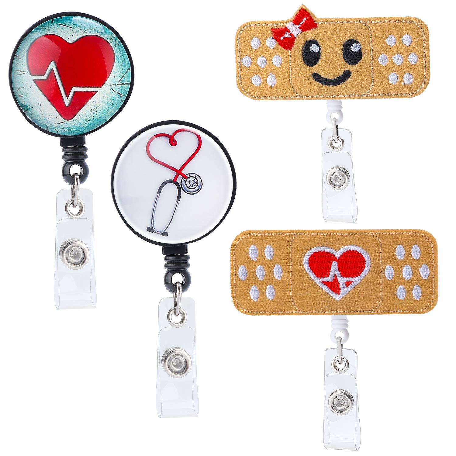 Buy Haichen 4 Pieces Nurse Retractable Badge Reel Doctor ID Badge Name