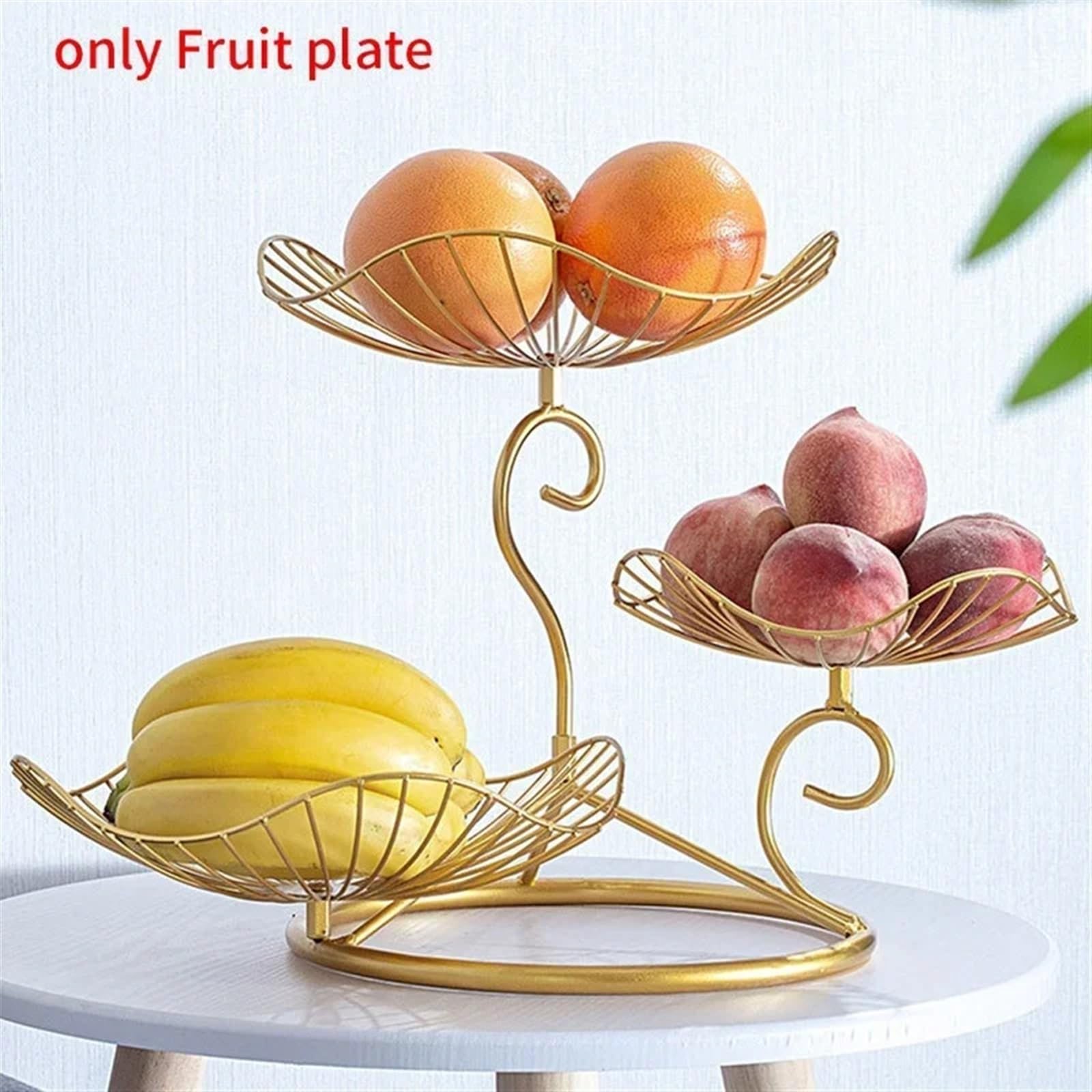 Estantes de frutas Arte del hierro dorado de lujo creativo, tres niveles, frutero 3 , decoración hogar, mesa centro, drenaje agua, cesta frutas metal, la sala estar