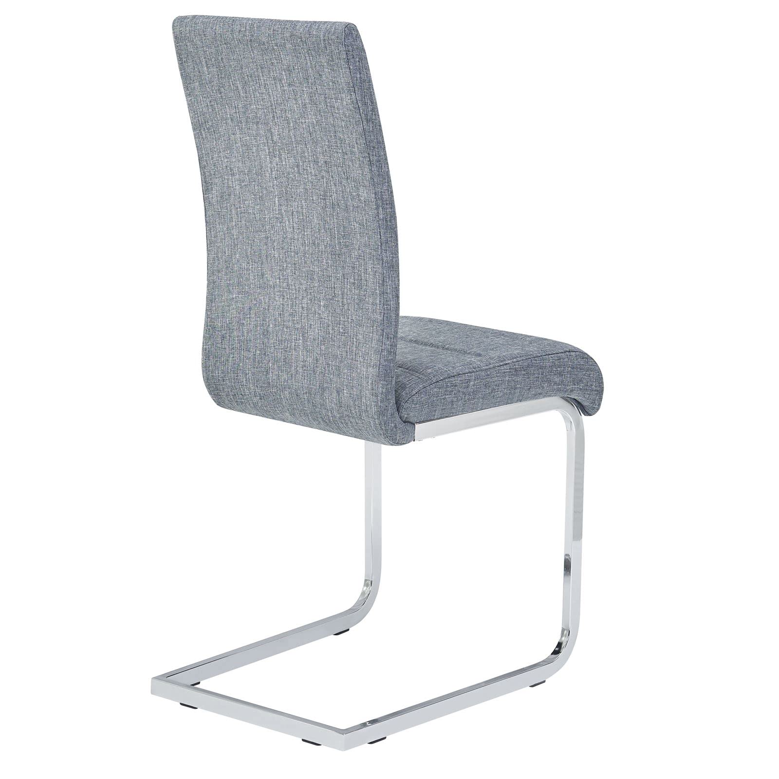 IDIMEX Lot de 4 chaises de Salle à Manger Leticia piètement en métal chromé et revêtement en Tissu Gris