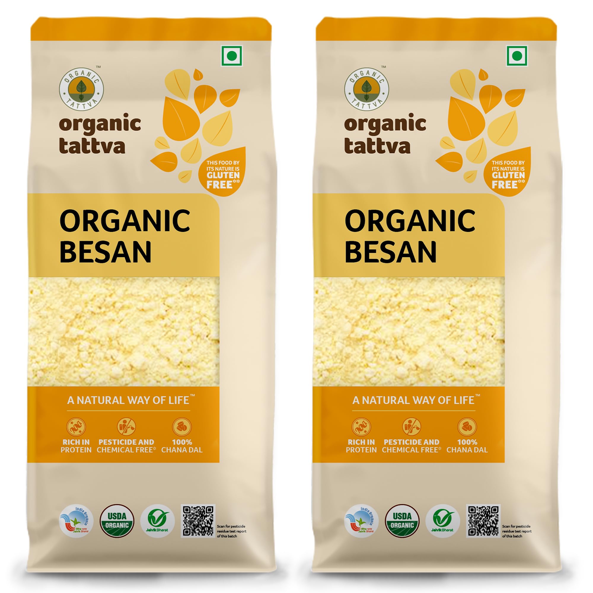 Organic Tattva Besan 500g,Gram Flour, Freshly Milled Chana Dal