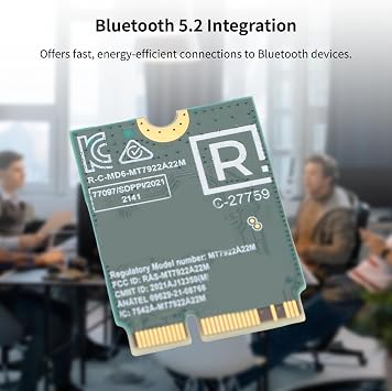 RZ616 MT7922A22M M.2 WiFi6E WL Network Card Module, 5374Mbps Bluetooth 5.2 Tri Band WiFi6E Card Adapter, for Computer, for Linux Compatible, Easy Installation