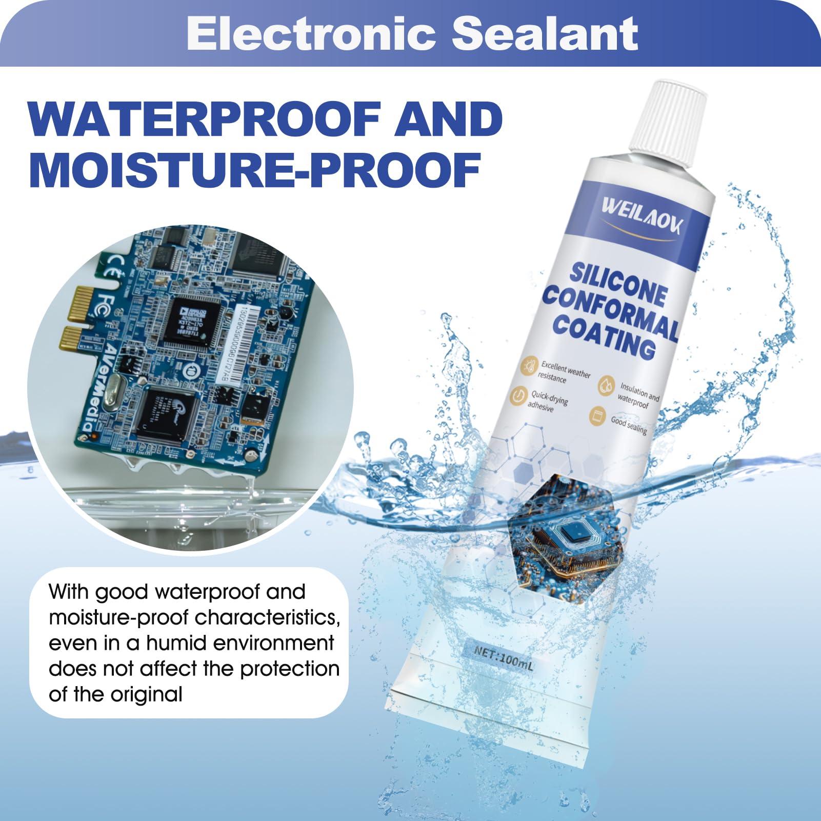 Protective and Insulating Varnish, Vernice Isolante, Gomma Liquida, Gel Isolante Elettrico per Circuiti Stampati di Apparecchiature Elettroniche, Schede di Controllo, ecc, 100 ml