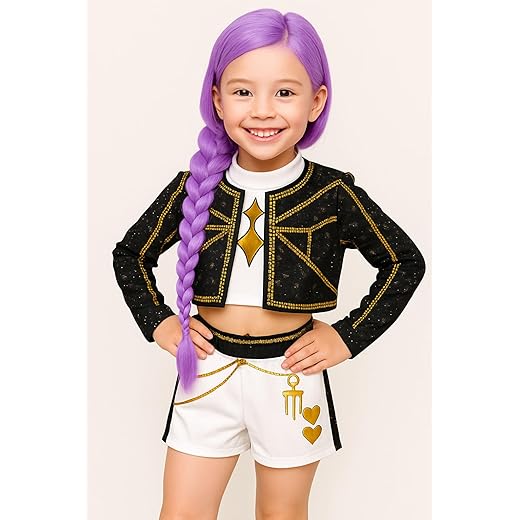 Fantasia Guerreiras Kpop Rumi Palco Festa Pop Infantil Dança Luxo