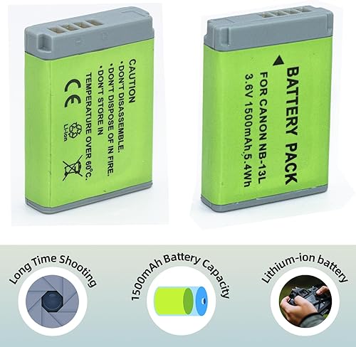 Miniatura 4 de Batería NB-13L y cargador de batería CB-2LH compatible con Canon PowerShot G1 X Mark III, G5 X, G5 X Mark II, G7 X Mark II, G7 X Mark III, G9 X, G9