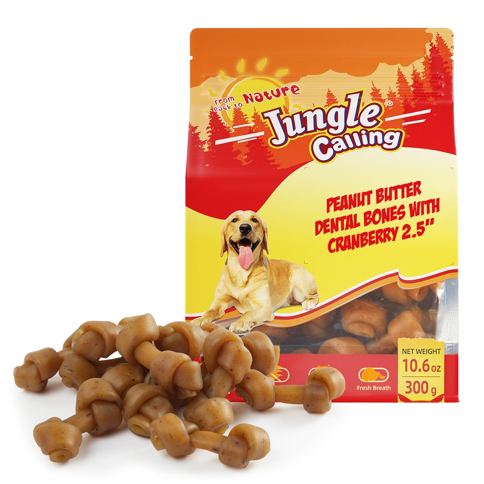 Jungle Calling Peanut Butter Dog Treats Dental Puppy Chews Rawhide