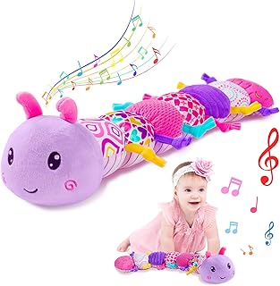 Ussybaby Baby Girl Toys 0-6 Months, Baby Soft Stuffed Animal Toys with Multi Textures,Rattle,Crinkle,Baby Girl Gift, Baby Girl Toys 6 to 12 Months,Infant 3 4 5 7 8 9 Months Old Baby Toys,Caterpillar