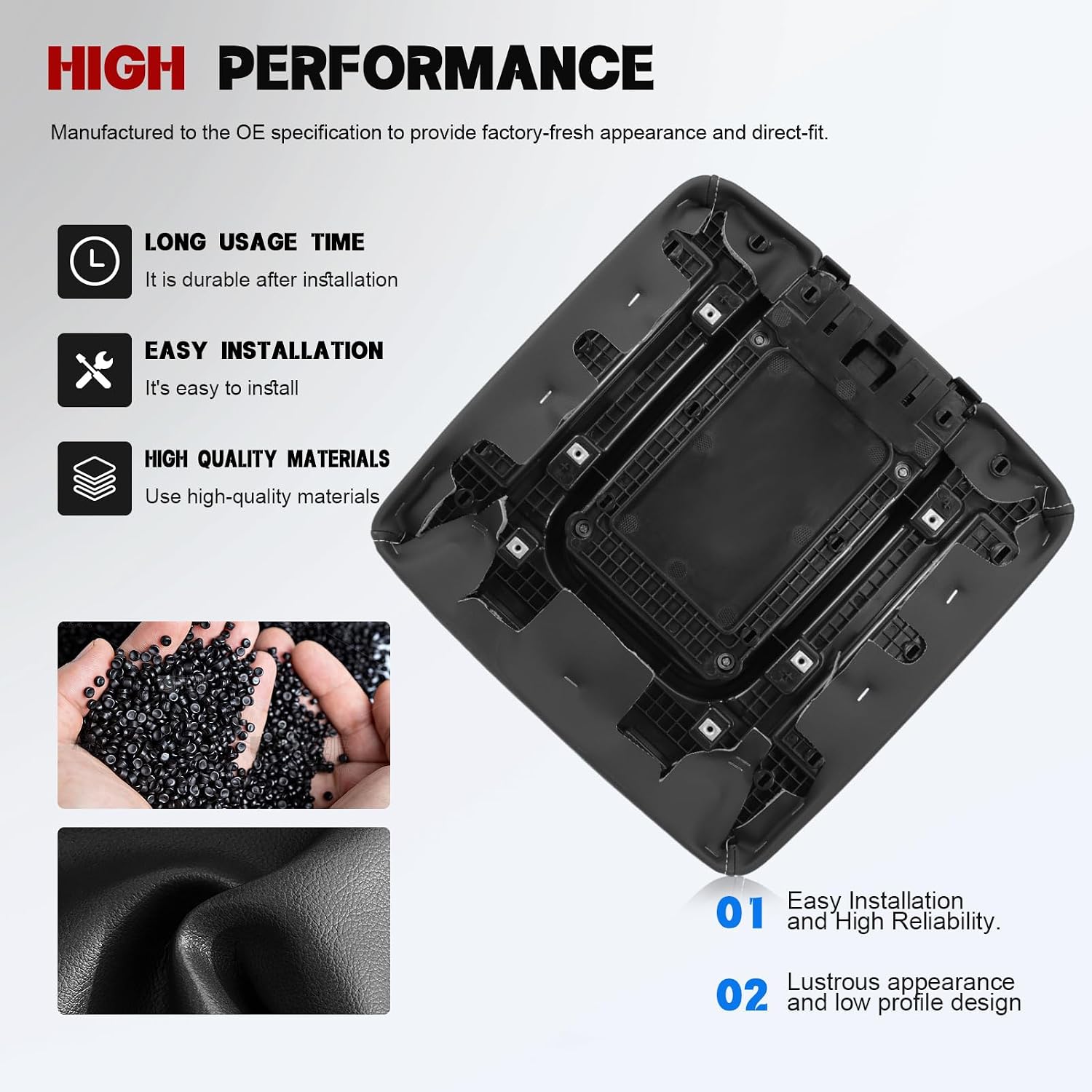 Front Seat Center Console Armrest Lid Black Compatible with 2014-2019 Silverado Suburban Tahoe Sierra Yukon XL Replaces 22881398