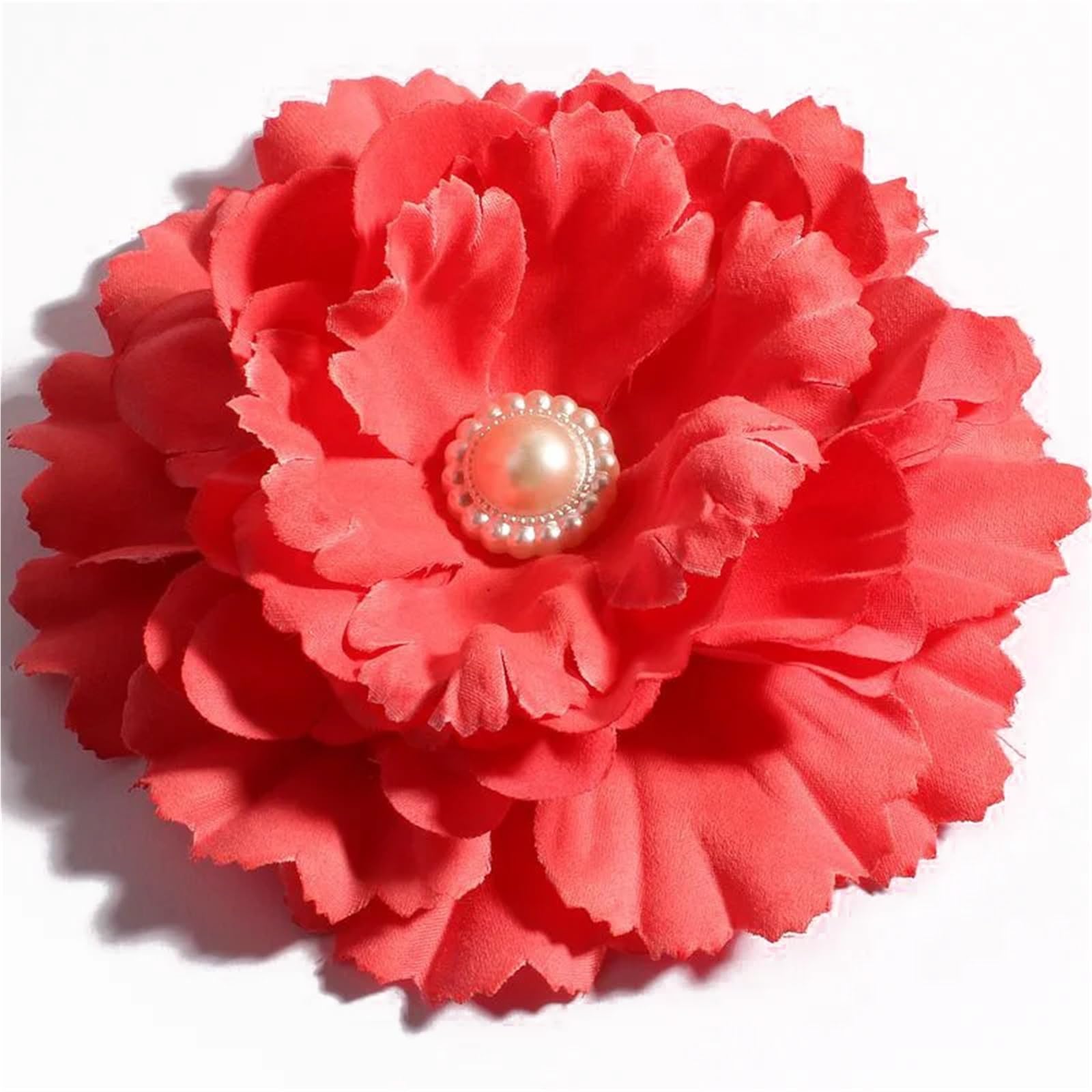 MDSRFGN Fabric Flowers 10pcs 11CM 20Colors DIY Shabby Artificial Shaped Fabric Hair Flowers With Pearl Buttons For Girl Headbands(Peach)