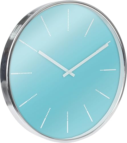 Miniatura 2 de Stonebriar Reloj de pared moderno de 20 pulgadas, color plateado metálico y azul