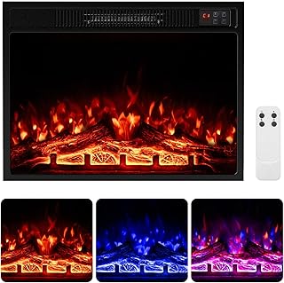 COSTWAY 23 Inches Electric Fireplace Insert, 750W/1500W Fireplace Heater...