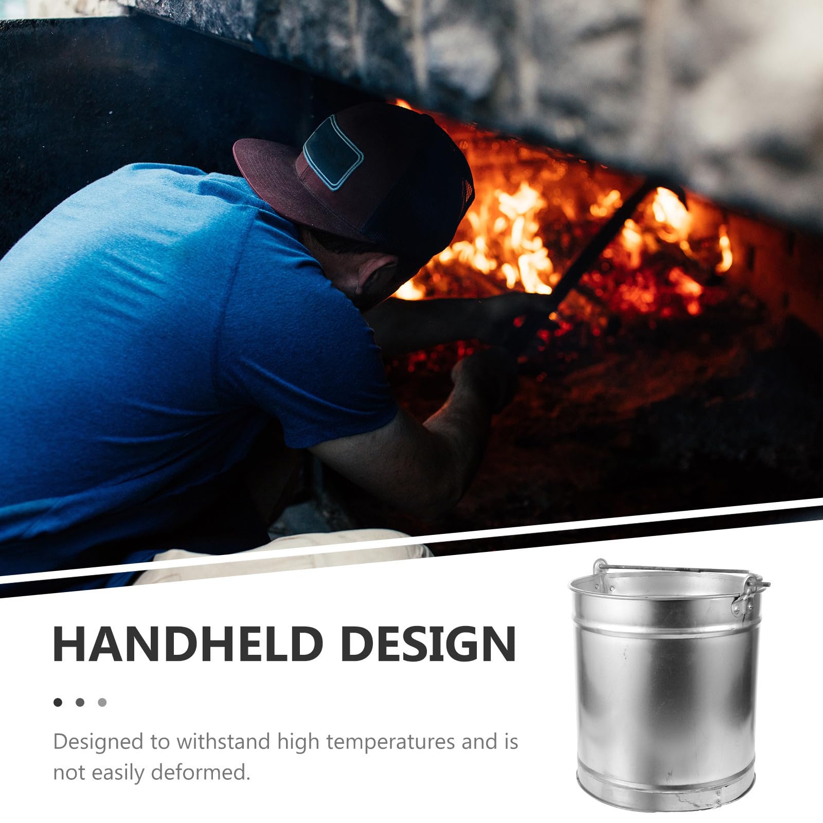 Cubo de Cenizas de Metal Grande de Hierro para Chimenea y Barbacoa