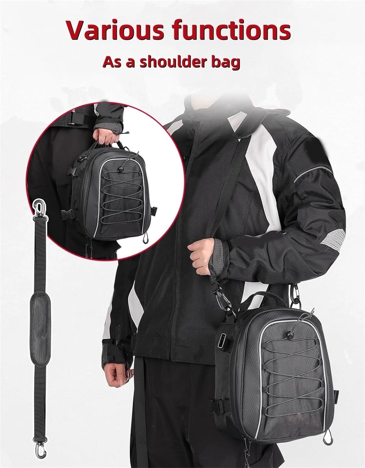 もず　 バイクテールバッグ 拡張可能 バイク後部座席バッグ ショルダー