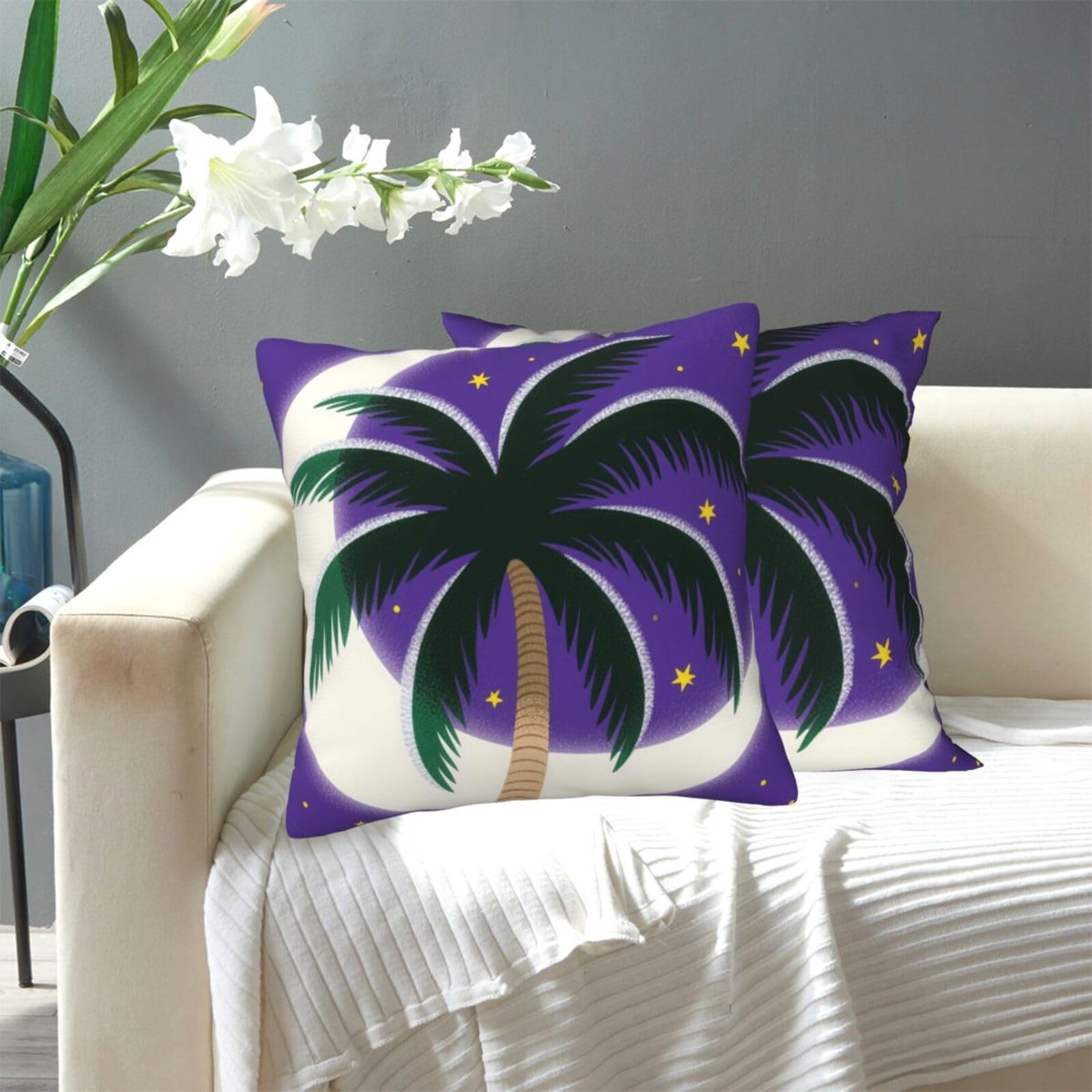 FekiLoot Decorative Throw Pillow Covers Modern Farmhouse Pillowcase Double Sided Cozy Cushion Cover for Sofa Couch Bed 18"X18" Tropical Palm Tree
