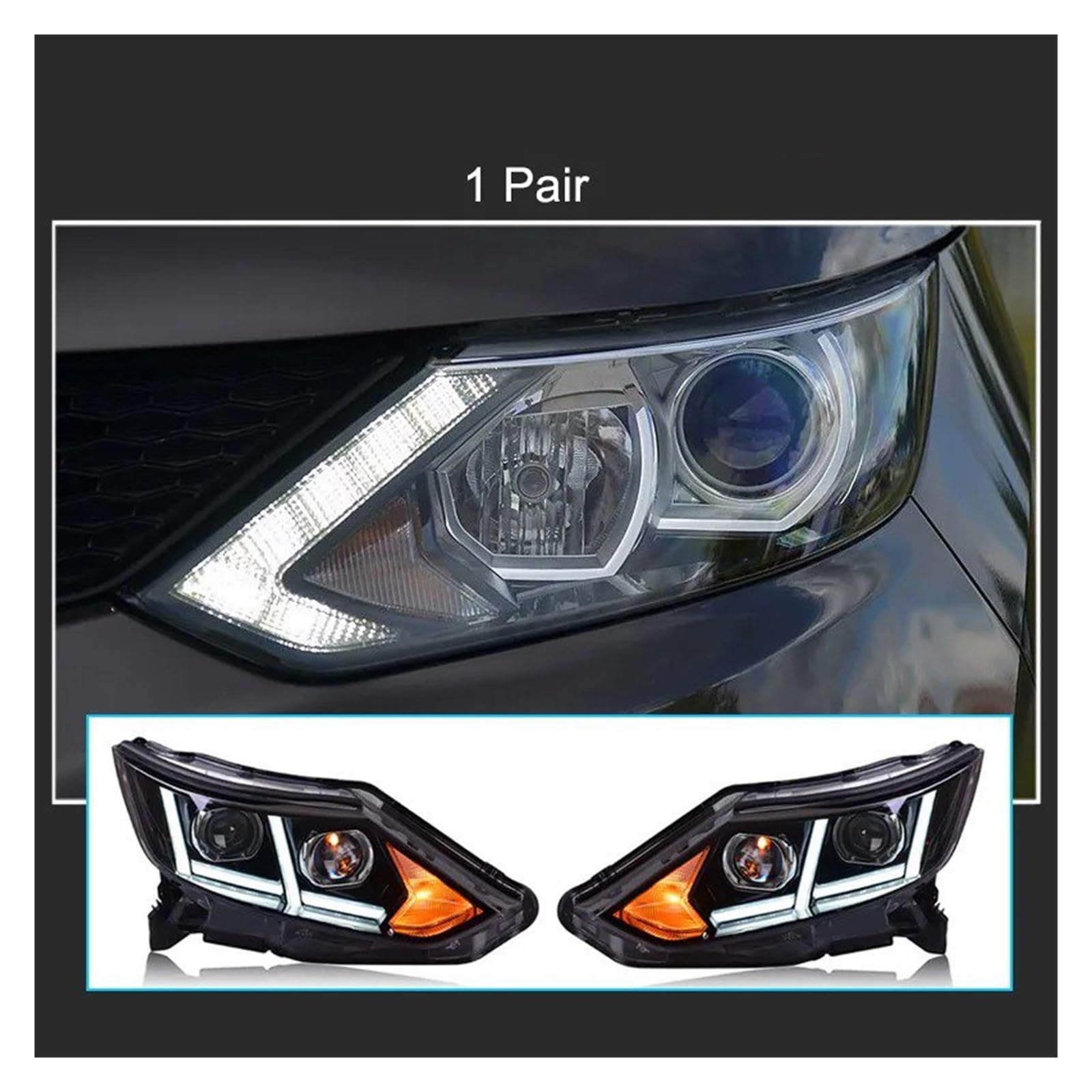 Gruppo Faro Anteriore 1 Coppia Per Fari Anteriori LED Auto Per Qashqai 2016-2017 Con Lenti Proiettore DRL Faro Proiettore Anteriore