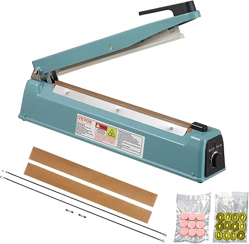 VEVOR Sellador de impulso de 12 pulgadas, máquina de sellado térmico manual con modo de calefacción ajustable, selladores de bolsas de envoltura
