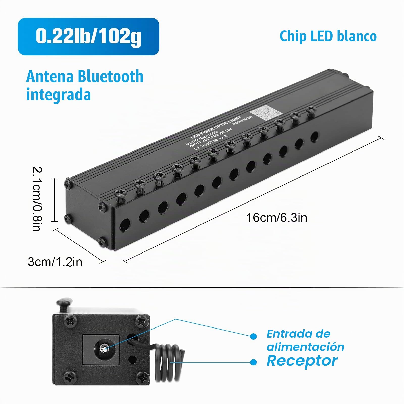 CHINLY Luz de Fibra óptica para Coche/Techo, 16W Twinkle 550pcs * 0.75mm * 3m LED Fiber Optic Star Sky Lights Kit, Bluetooth App/Control Remoto（Meteor）