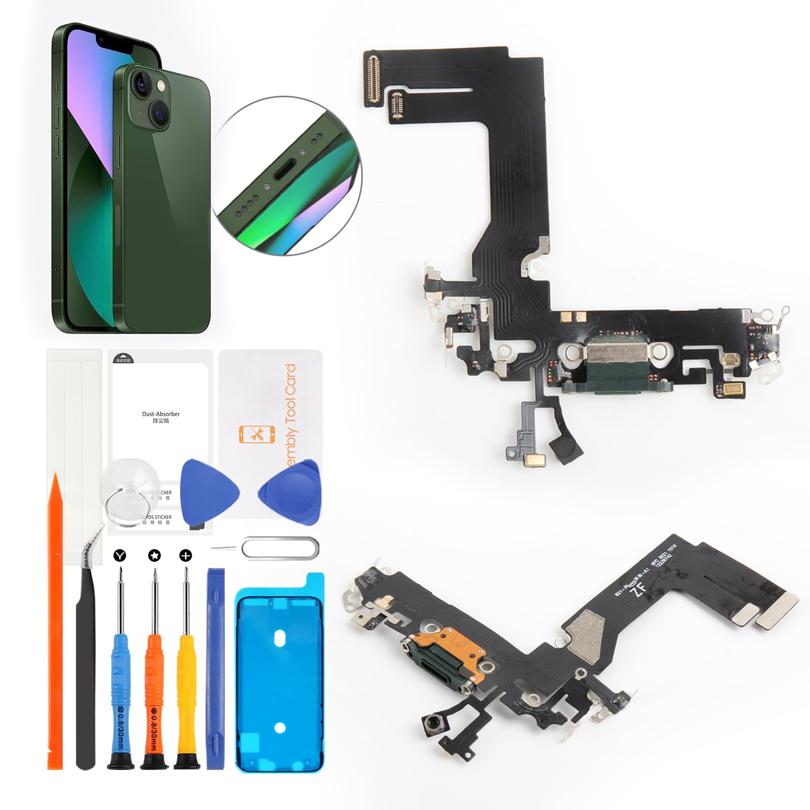 Puerto de carga iPhone 13 Mini flex Lightning para arreglar fallos de conexión 8