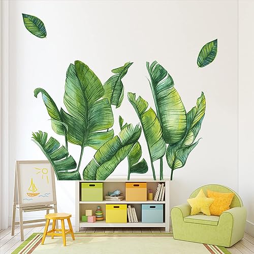 Miniatura 6 de Calcomanías de pared de plantas verdes calcomanías de hoja de Monstera de bosque tropical tropical hojas de palmera naturales plantas de hojas