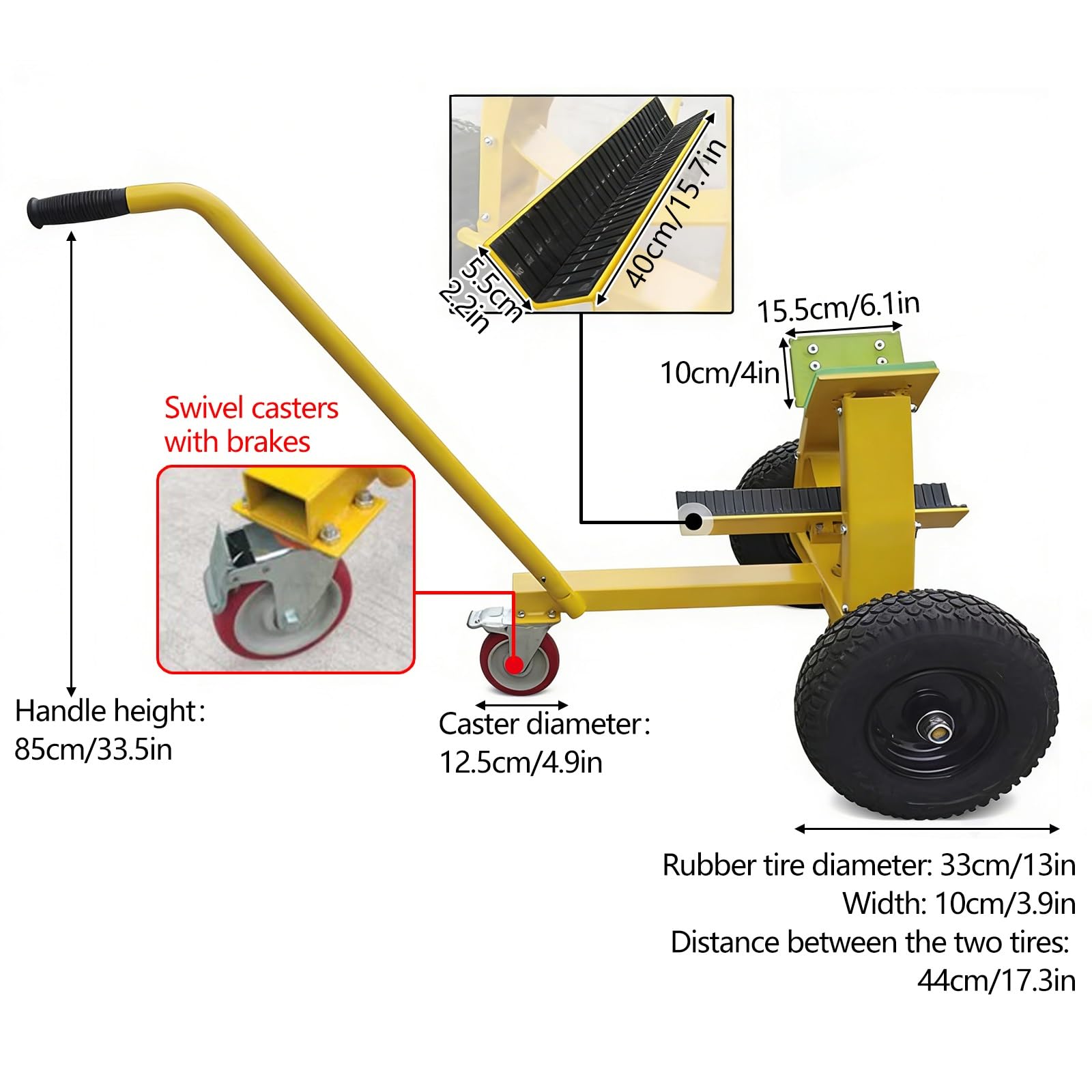 Carrello per Movimentazione di Lastre di Marmo per Impieghi Gravosi, Carrello per Pannelli in Pietra, Carrello di Trasporto con Ruote, Capacità di Carico 880lb/400kg
