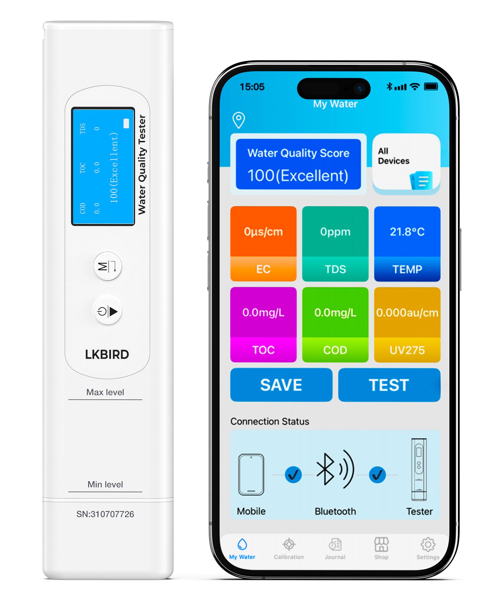 6-in-1 Smart Water Tester for Drinking Water, Digital TDS Meter with APP Control – Monitors EC, Temp, TOC, COD, UV275, Professional Water Quality Tester for Tap Water, Pool, Hydroponics, Aquarium.-image-17