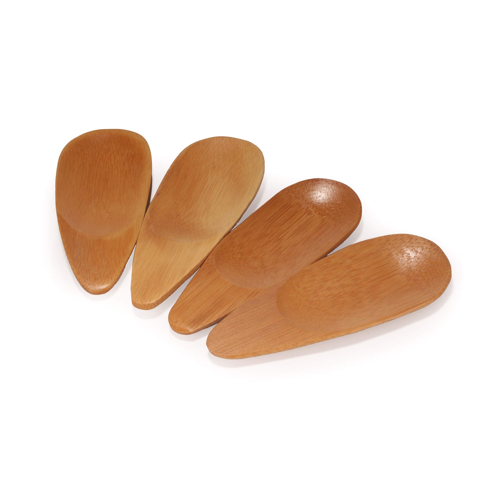 BambooMN Brand - 4 Small Solid Bamboo Oval Scoop, 30pcs by BambooMN