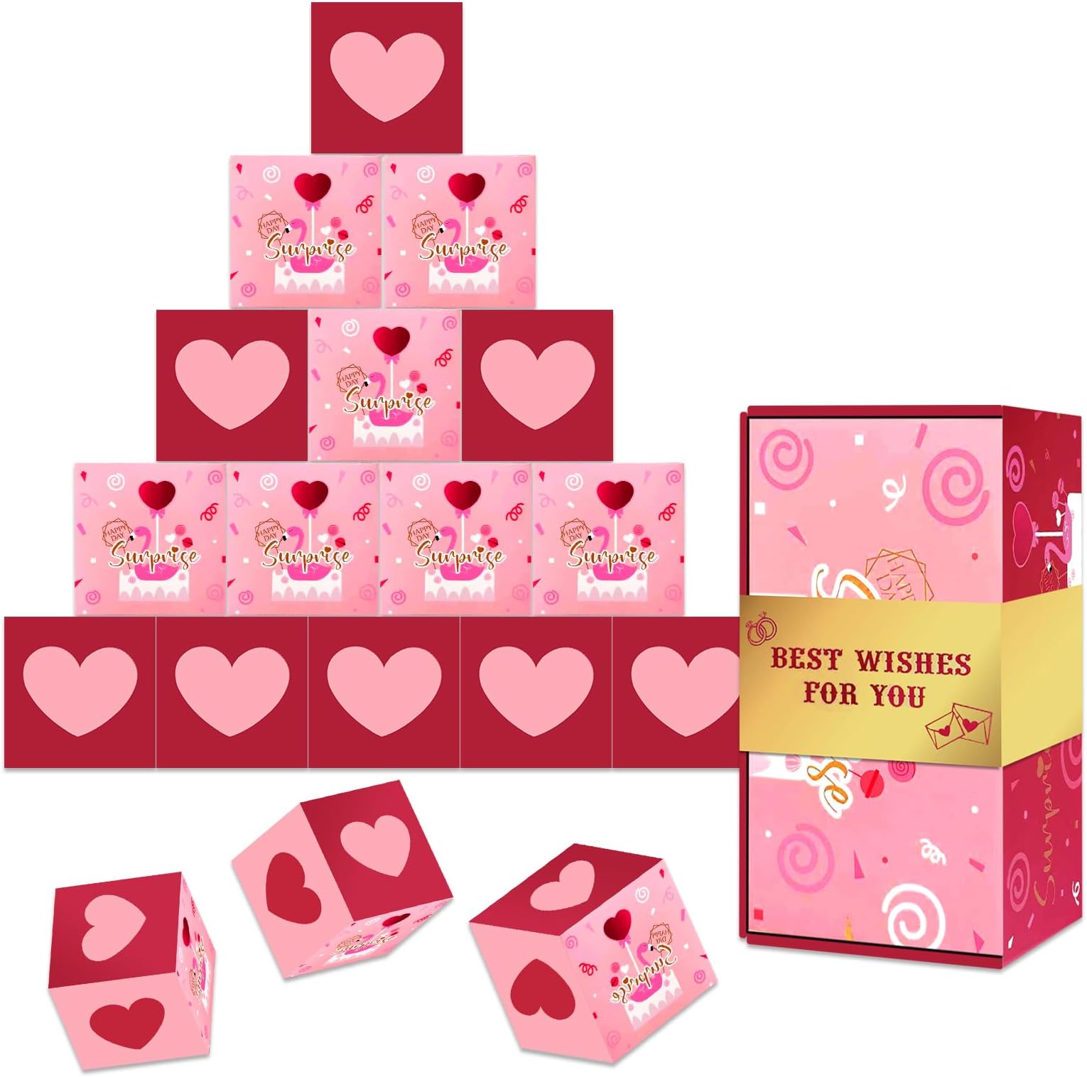 HiCivan 20 Layers Surprise Gift Box Explosion for Money,Pop Up Exploding Birthday Box,Money Box for Cash Gift,Bouncing Gift Box,Favor Unique Idea Enhancing the Holiday event