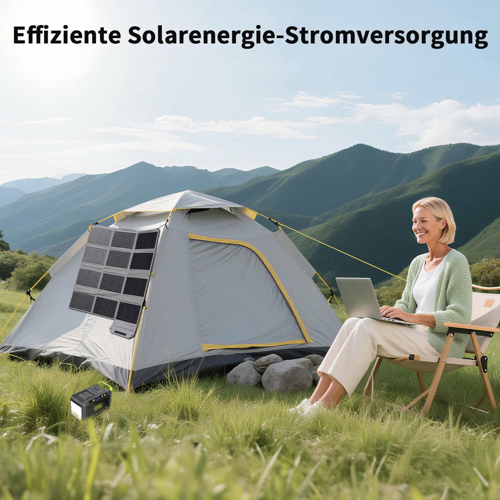 120W 19V Tragbares Solarpanel, Faltbares Solarladegerät mit 7-in-1-Solarstecker, IP65 Wasserdicht Camping-Solarpanel für Tragbare Kraftwerk, Smartphone, PC, Camping, Wandern, Outdoor-Reisen