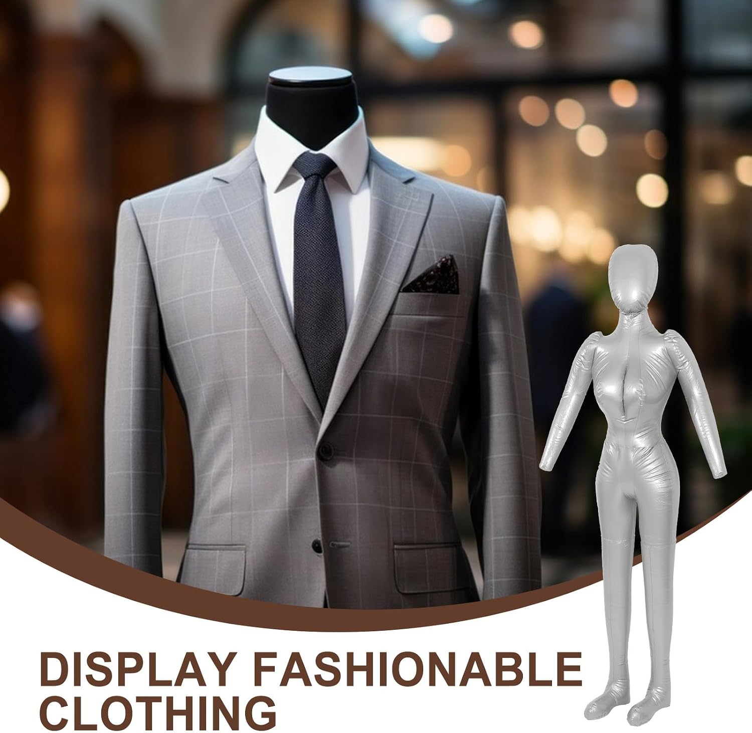Gadpiparty Inflatable Full Body Mannequin Clothing Display Prop for Men, Realistic Dress Form Model for Window Display and Photo Shoot in Retail and Fashion Settings