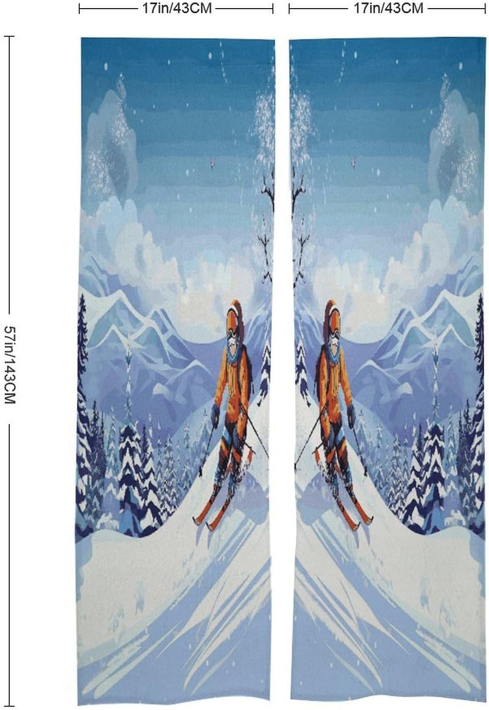 Winter Skiing Door Curtain Printed Doorway Noren Japanese Style Doorway Room Divider Curtains for Privacy Partition Divider Kitchen Home Decorations Wall Hanging
