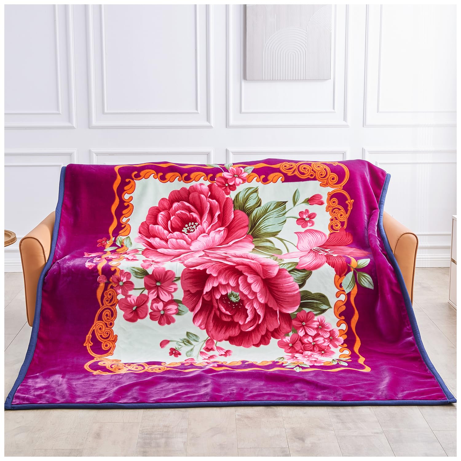 GC GAVENO CAVAILIA Sherpa Fleece Floral Weighted Blanket 4Kg - Reversible Heavy Blanket Stress For Free Calming Good Sleep - 2 Ply Polyester Bed Throw Blanket - (200 X 240 Cm)