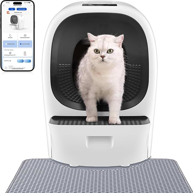 LALAHOME Selbstreinigende Katzentoilette RealScooper Pro, 80L Katzenklo Selbstreinigend, Geruchsbeseitigung, 5G App, UV-Sterilisation, Mehrfachschutz, Hygienisch, Große Fassungsvermögen für Mehrere product image