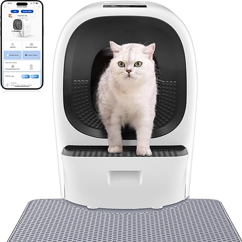 80L Auto Refill Self-Cleaning Litter Box AI Self-Refilling Robot Automatic for Multiple Cats(3-20lb) - Rake Design ScoopFree, Safety Sensors, Anti-Leakage, Odor Control, 5G WiFi App, XL