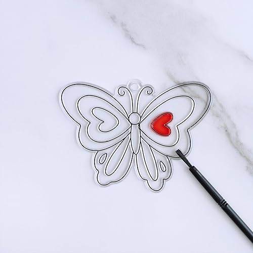 Miniatura 8 de Winlyn 27 juegos de atrapasoles de mariposa, adornos de decoración de pintura de ventana de bricolaje, atrapasoles, kits de manualidades de