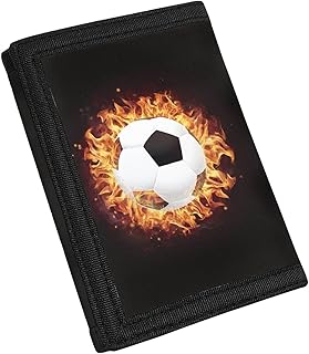 TOADDMOS Trifold Wallet for Kids, Fire Soccer Print Slim Clutch Purse, Portable Girls Stylish Wallet