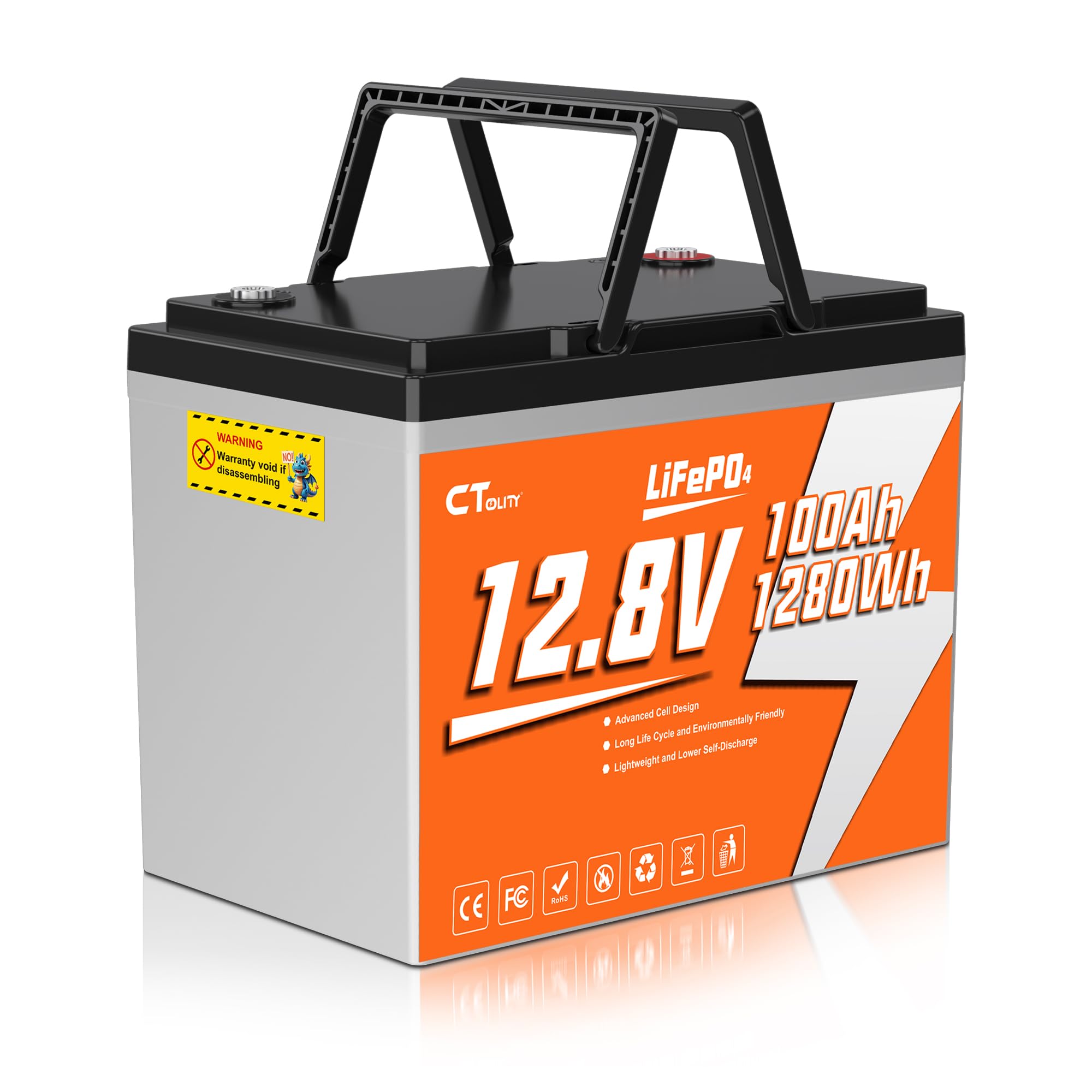 LiFePO4 akumulator litowy 12V, 100 Ah, 1280 Wh, do 4000 cykli Deep Cycle, akumulator litowy 100 A BMS, klasa A LiFePO4 ogniwa do kamperów, przyczep kempingowych, magazynowania energii, Van, Off-Grid