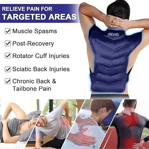 Miniatura 9 de REVIX Bolsa de hielo grande para lesiones de hombro y espalda, reutilizable, bolsa de hielo de espalda completa, alivio del dolor, terapia de