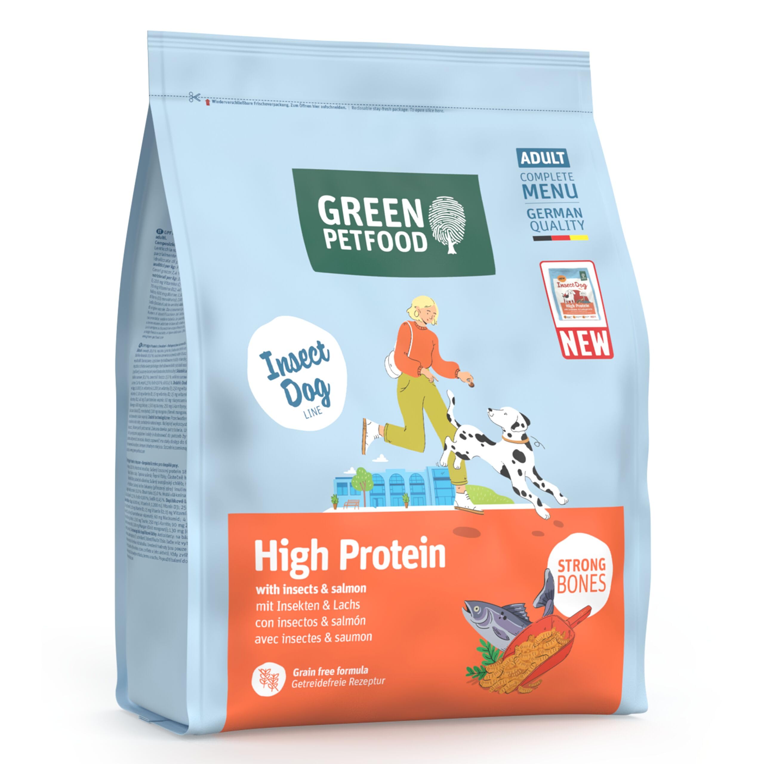 Green Petfood InsectDog High Protein with Insects and Salmon (1 x 900 g) | Adult | Premium Dry Dog Food for Adult Active Dogs | Red Lentils | Small Kibble | Grain Free | Pac 1
