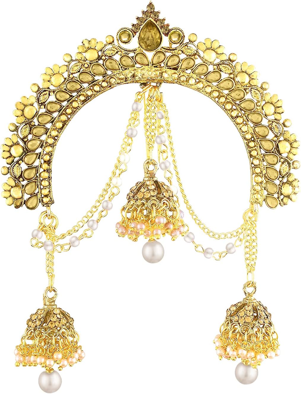 Aheli Indian Traditional Ethnic Wedding Wear Hair Brooch Pin Antique Gold Tone Styling Fashion Accessories Jewelry Gift for Women