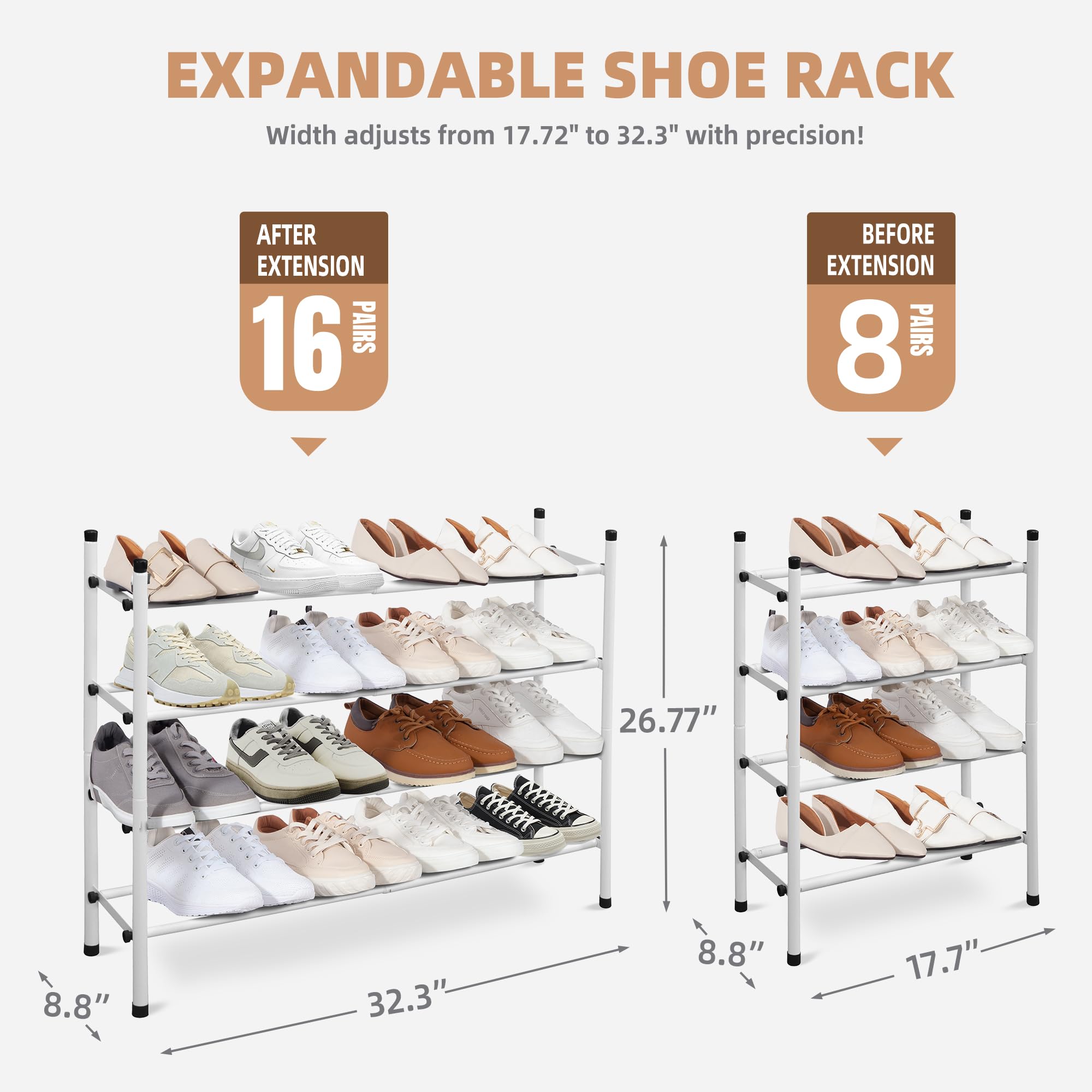 STORAGE MANIAC Schuhregal Erweiterbar – Stapelbar, Verstellbar Für Bis Zu 12 Paar Schuhe
