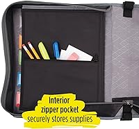 Vista 3 de Five Star® Carpeta de 3 anillos con cremallera, anillos redondos de 3 pulgadas, negro/gris