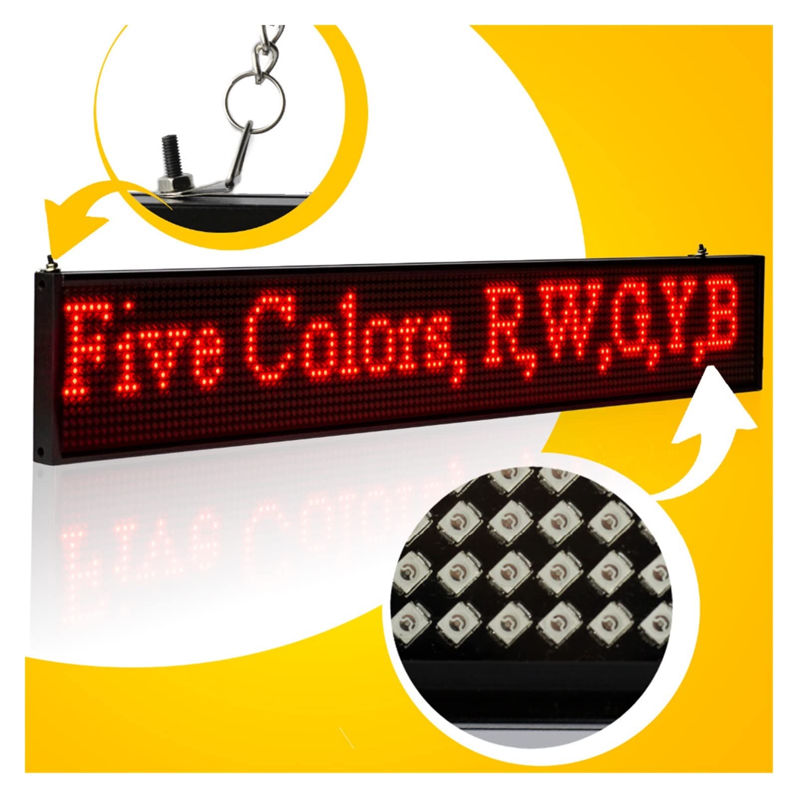 Panel LED 26inch P5 SMD LED Sign Red Scroll Publicidad Mensaje LED Display Board para Coche, Bar, Hotel, camión